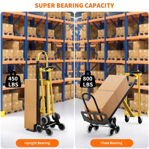 Hella Tough Aluminum Hand Truck And 3 In 1 Convertible Folding Dolly Cart With Stair Climbing Wheels showcasing 450 and 800 lbs capacity.