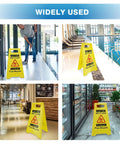 Two Pack Wet Floor Sign 17.5 Inch Tall Bright Yellow Double Sided A Frame Caution Sign For Home And Biz Use With Bilingual Caution