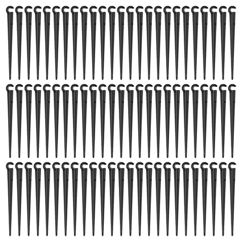 200 Pieces Drip Irrigation Support Stakes And Tubing Hose Holder For One Quarter Inch Tubing displayed in rows on white background