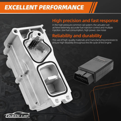 Product image of Beefed-Up Turbo Actuator For 6.7L Cummins Diesel Fits 2013 To 2018 Heavy Duty Pickup Trucks with performance text.