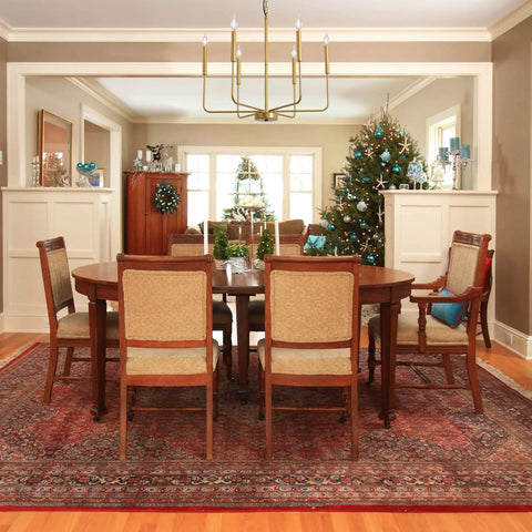 Gold Spray 6 Light Modern Farmhouse Candle Chandelier For Dining Room And Living Space above dining table