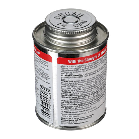 Megaloc Multi-Purpose Thread Sealant Can with detailed label, blue liquid paste, 8 oz, Kevlar reinforced, ideal for plumbing and machinery.