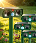 Solar Ultrasonic Animal Repellent For Yard And Garden Outdoor With Motion Sensor Waterproof Deterrent For Cats Dogs Squirrels Raccoons Skunks Rabbits Coyotes Humane Pack Of 4, solar post units