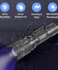 Dope Dual 365nm 395nm UV Flashlight Handheld Black Light Torch on wet surface showing features