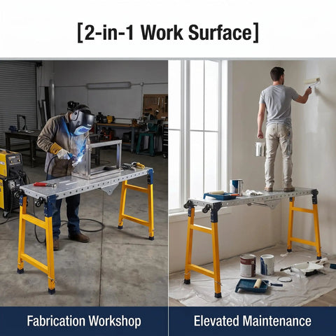 Heavy Duty Steel Welding Platform And Collapsible Workbench Table Loads Up To 1100 Pounds used in fabrication and maintenance jobs.