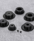 2 Pack Size 25 Roller Chain Sprocket With 8mm Bore, 20 Teeth, C45 Carbon Steel Black Oxide Coated for Rust Resistance, featuring set screws