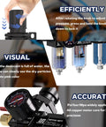Diagram of One Quarter Inch NPT Three Stage Pro Grade Air Compressor Water Separator With Filter Regulator Combo Desiccant Dryer
