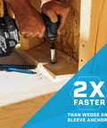 Heavy-Duty Hex Head Concrete Anchors 5/16 X 2-1/4 Inch, 15 Pack, Blue Climaseal Coating, shown being used on wood.