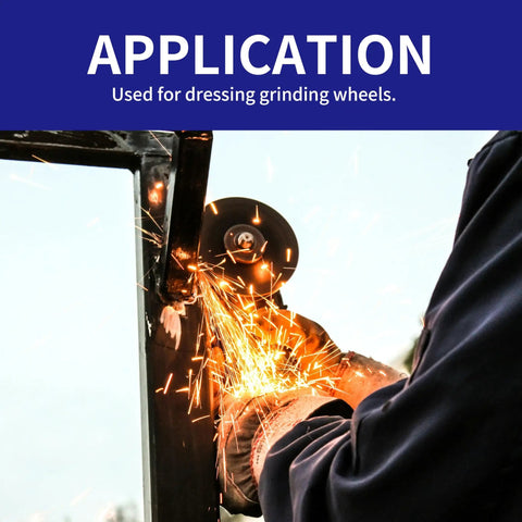 Top Notch Heat Treated Carbon Steel Bench Grinding Wheel Dresser 10 1/2 Inch Gray in use, dressing grinding wheels with sparks.