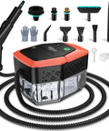 Heavy Duty 2500W Steam Cleaner With 1.9 Quart Tank And Four Bar High Pressure, shown with 12 accessories for versatile cleaning.