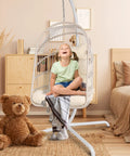 Heavy Duty Hanging Chair Stand With Iron Frame And Spring Hook For Indoor And Outdoor Use Supports Up To 330 Pounds Stable Base
