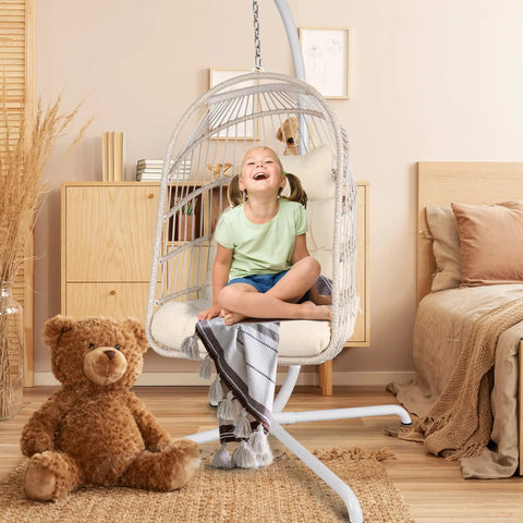 Heavy Duty Hanging Chair Stand With Iron Frame And Spring Hook For Indoor And Outdoor Use Supports Up To 330 Pounds Stable Base