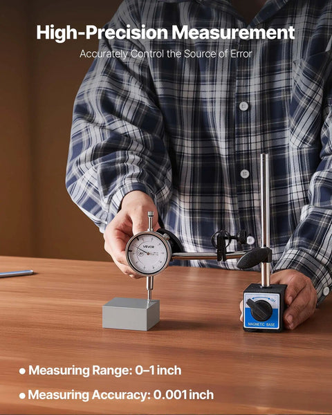 Dial Test Indicator With Dual Rod Stand And Storage Case, 0.001 Inch Accuracy, 0-1 Inch Range in use for precise measurement