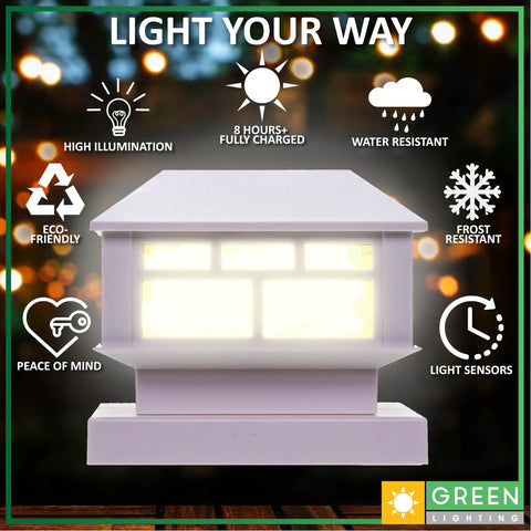 Solar Post Cap Lights 8 Pack No Fuss Install Fits 4x4 Wood Posts And 4x4 5x5 PVC Vinyl Posts With Adapters Waterproof