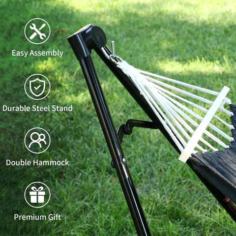Side view of 2 In 1 Hammock With Stand Portable Hammock And Swing Chair No Tools Assembly Carry Bag Indoor Outdoor Use