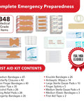Swiss Safe 2-in-1 first aid kit in large hardcase with 348 medical-grade items; includes bandages, gauze pads and wipes.