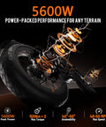 Built Different Dual Motor Ebike Dropping 5600W Peak Power And 50Mph Top Speed With An Insane 80Ah Battery close-up showing motor performance specs.
