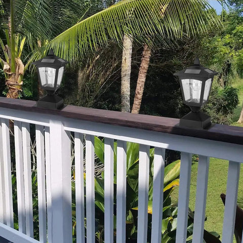 Outdoor Post Lights Two Pack No Fuss Install Lamp Post Cap Lights For Wood Fence Posts Pathway Deck With Lit 15 Lumen LED
