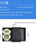 6 Pin AC CDI Box For GY6 50cc 125cc 150cc Engines Fits ATVs Scooters Go Karts Taotao Roketa Sunl Lance Moped No Rev Limiter Plug And Play Compact CDI Module For Small Space with dimensions and pin details.