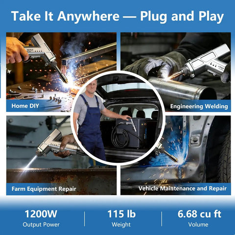 Multifunction Laser Welder With Built In Wire Feeder 1200W Portable Air Cooled Fiber Welder for cutting, cleaning, metal welding