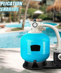 Swimming pool setup highlighting Start and Clean Filter Pressure Gauge for Pool, Spa, Aquarium Pros and DIYers, Two Inch Dial, One Quarter Inch NPT.
