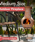 Medium Outdoor Chiminea Fireplace For Patio With Clay Chimineas Rain Lids And Solid Metal Stands Yellow Terracotta Chiminea
