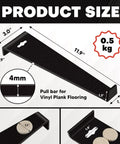 Heavy Duty 12.2 Inch Pull Bar for Vinyl Plank and Laminate Flooring Installations Black Steel Tool With Matte Coating 4mm Thick Soft Back Padding to Protect Floors, size diagram