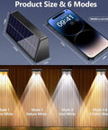 Outdoor Solar Fence Lights With Six Modes 2700K 4500K 6500K IP65 All Weather Waterproof Wall Light 250 Lumens size chart