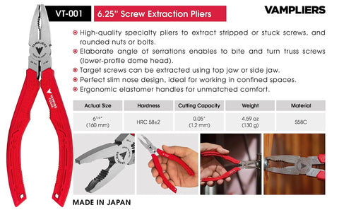 Screw Extractor Pliers Tool Set Four Piece Pro Grade Heavy Duty Pliers Kit With High Carbon Steel Made In Japan package and features