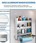 Heavy Duty 5052 Aluminum Work Station Cabinet With Flip Up Tray And Paper Towel Rack, Trailer Door Organizer installed on wall