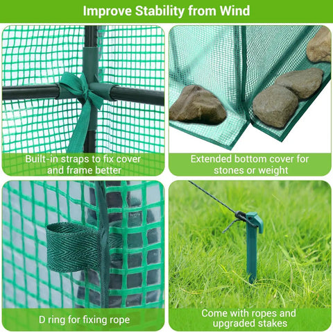 Outdoor Walk In Greenhouse With Screen Windows 57 X 57 X 76 Inches Heavy Duty Portable Plastic Grow House Built For Grower Friendly 3 Tiers And 12 Shelves With Shelf Clips PE Cover For All Weather Year Round Planting
