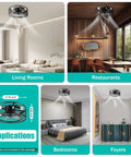18‑inch Ceiling Fan Light with Remote in living room setting, displaying low-noise motor and stylish caged design.