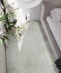 Wood Look Peel And Stick Vinyl Tiles 12x12 Inches, 24 Pack, Waterproof, Self Adhesive And Removable, Distressed Gray Planks in bedroom