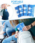 Woman placing Unisex Disposable Urinal Bags For Travel And Camping, 12 Pack Emergency Urine Kit in a backpack