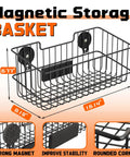 Heavy Duty Magnetic Wire Baskets Set Must Have Large Capacity Metal Shelf Organizer For Garage Kitchen Laundry Workshop Cabinets Ideal For Pegboard And Metal Surfaces 2 Pack, front view showing size and magnetic features