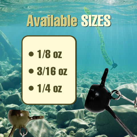 Dense Tungsten Stand Up Shaky Head Jig Heads With Screw Lock Keeper Provide A Straight Fire Finesse Bass Presentation In Green Pumpkin One Quarter Ounce Five Pack Catch Plenty Of Lunker Bass Daily sizes 1/8 oz, 3/16 oz, 1/4 oz