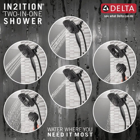 Kick Up Your Bath Game With This Slick Matte Black Dual Handle Shower Trim Kit Featuring An In2ition 2 In 1 Showerhead And Handheld Sprayer That Delivers Premium Flow And A Straight Fire Modern Look