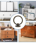 Six Pack Antique Bronze Ring Pull Handles For Dresser Drawers Cabinets And Cupboards, Vintage Metal Knob Pulls Installed