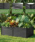 2 Pack 6x3x2 Ft Galvanized Metal Raised Garden Beds For Veggies And Flowers, visible plants, rust-resistant gray finish, outdoor use