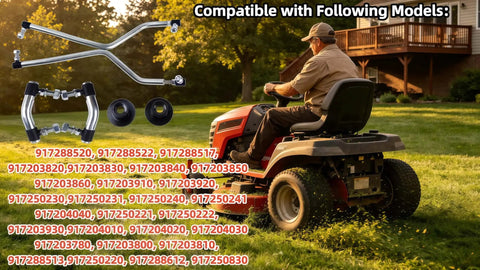 Adjustable Steering Drag Link Kit For Craftsman Lawn Tractors Replacement Left And Right Sides With Pivot Link And Sector Gear Dust Cap Durable OEM Style Parts Fits 532436884 532436885 And Similar Models shown with installed parts and riding mower