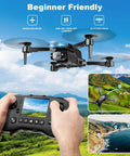 Drone With Camera And Built In Screen On Controller For Beginners, hands holding remote with live view of landscape