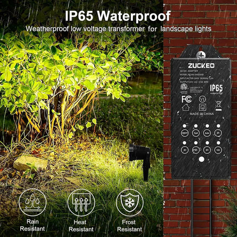 Low Voltage Outdoor Landscape Lighting Kit 10 Pack 5W COB LEDs 500LM Each 12V Waterproof Garden Path Lights With Dusk To Dawn Transformer And 270 Degree Adjustable Heads Warm White near bushes.