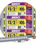 Flexible Aluminum Metal Clad Conduit 12/2 100 Feet With Copper Conductors, 20 Amp, 600 Volt, silver cable roll