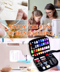 Grab And Go Portable Sewing Kit With Case For Home And Travel, Beginner Friendly Emergency Ready displayed with thread spools.