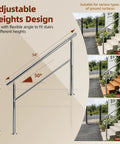 Adjustable heights design of Heavy Duty 4 Step Outdoor Handrail With Balusters Bulletproof 304 Stainless Steel Stair Railing.