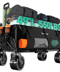 Beefed Up Heavy Duty Foldable Wagon Cart With 300L Storage And 550 Lb Capacity 49 Inch Long Utility Wagon loaded with gear
