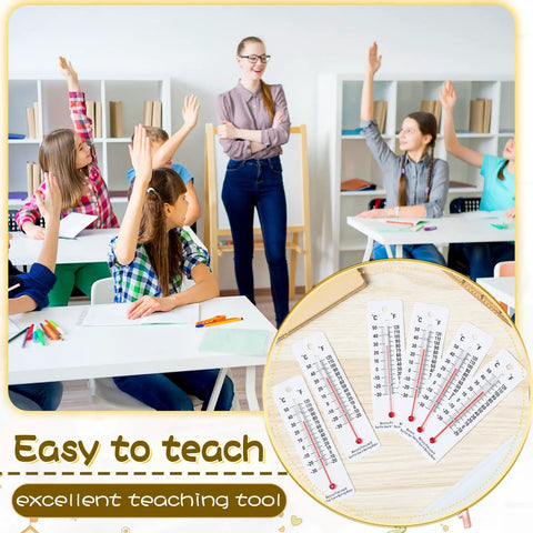 Students engage in science lesson using Mercury Free Science Thermometer Set Of 10 For Students, on classroom desks.
