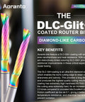 Compression CNC Router Bit One Eighth Inch Diameter One Quarter Inch Shank Two And One Half Inch Overall Length Upcut And Downcut Spiral End Mill For Wood And Plastic Solid Carbide With DLC Glit Coating For Long Lasting Edge