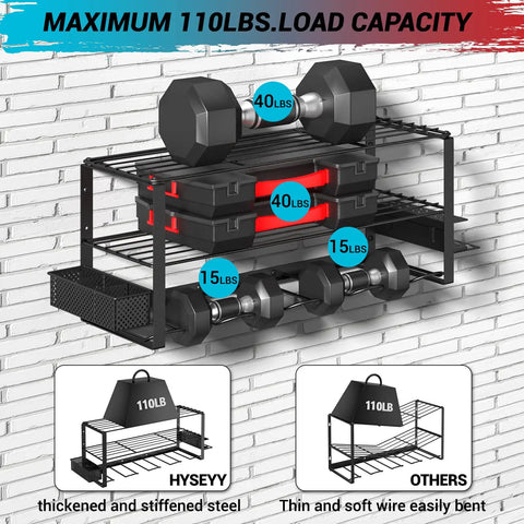 Power Tool Organizer Wall Mount Kit For Garage And Workshop No Clutter Keeps Tools In Reach holding weights showing load capacity
