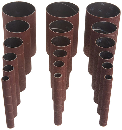 Assorted Grit Spindle Sanding Sleeves Kit 18 Pack For Oscillating Spindle Sander Fit 1/2 To 3 Inch Sizes Includes 80 120 And 240 Grits For Material Removal And Smooth Surface Resurfacing